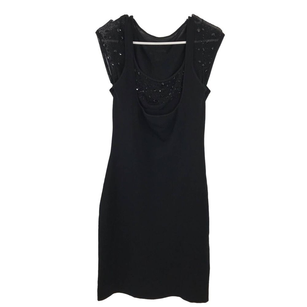 Alberto Makali Women's Black Bodycon Sequin Evening Party Dress Size Large